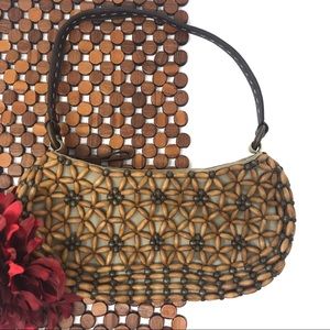 Nine West Brown Wooden Beaded Shoulder Bag